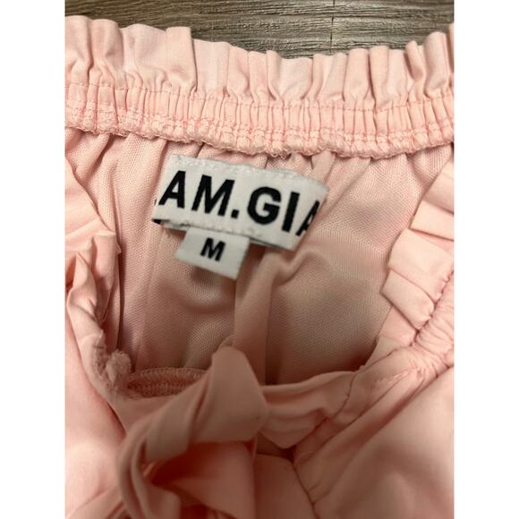 I.AM.GIA Naomi Corset Top Pink Bow Milkmaid Coquette Y2K M Babydoll Puff Sleeves - Picture 5 of 11